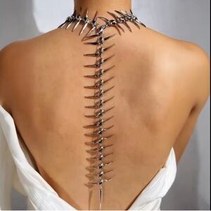 New! Modern Silver Spike Necklace